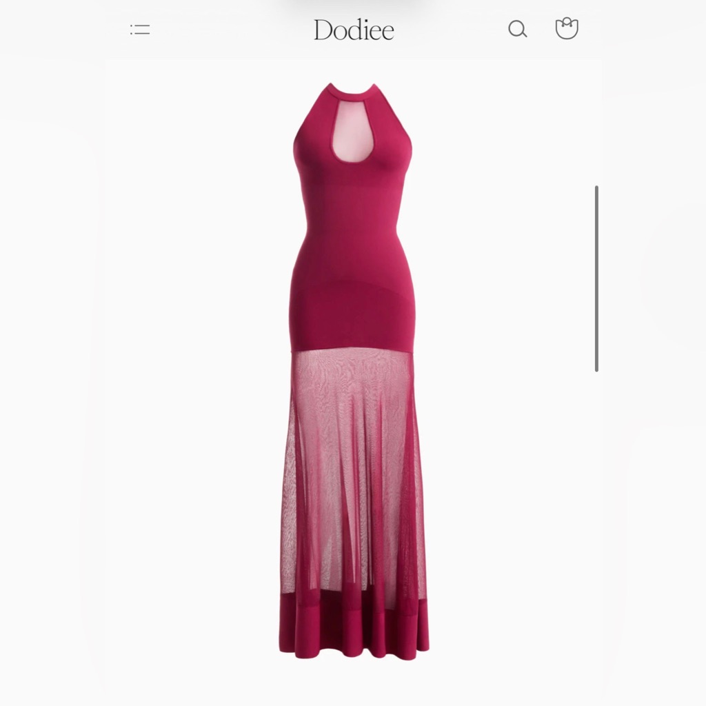 Dodiee Charlene Halter Dress With Sheer Skirt In Merlot